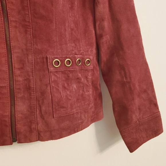 Ruff Hewn Burgundy Sued Leather Jacket - Picture 3 of 10